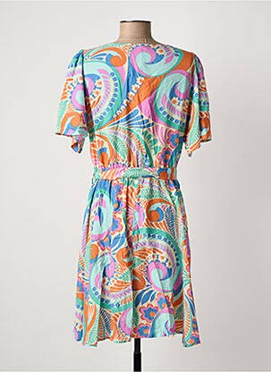 Robe mi-longue imprimé fleurs manches courtes bleu MOLLY BRACKEN femme