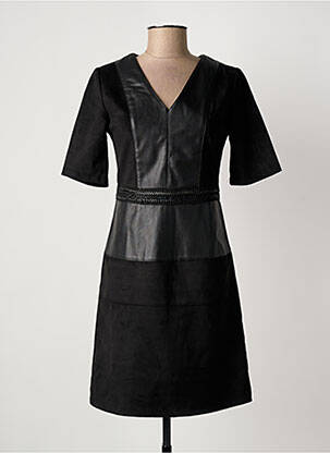 Robe courte fermeture zippée au dos manches courtes noir JULIE GUERLANDE femme