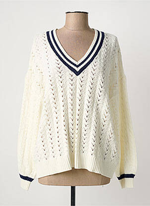 Pull coupe droite manches longues blanc CREAM femme