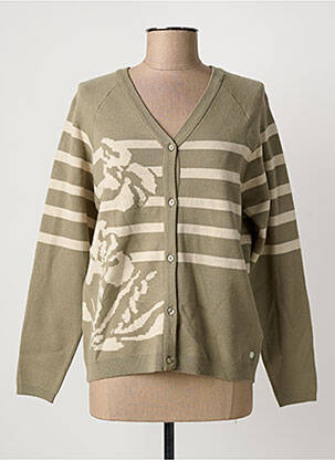 Gilet manches longues coupe cintrée vert CREAM femme