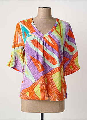 Blouse tissage popeline manches courtes orange CREAM femme