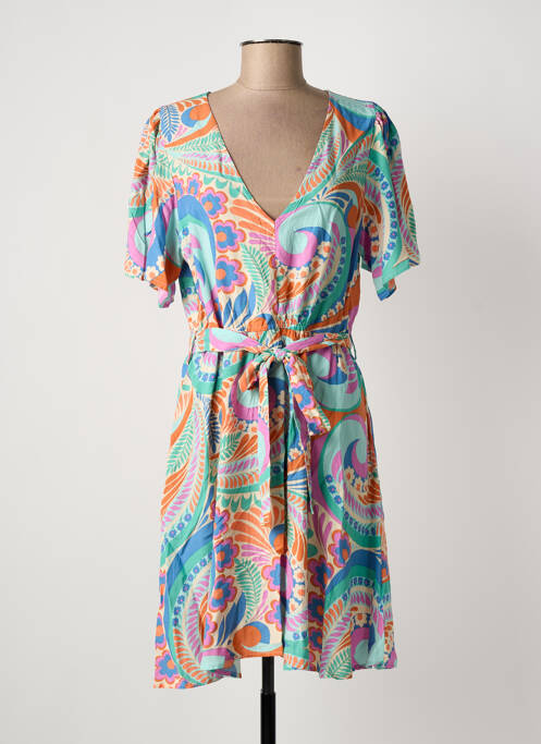 Robe mi-longue coupe fluide manches courtes bleu MOLLY BRACKEN femme