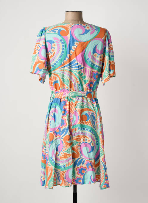 Robe mi-longue coupe fluide manches courtes bleu MOLLY BRACKEN femme