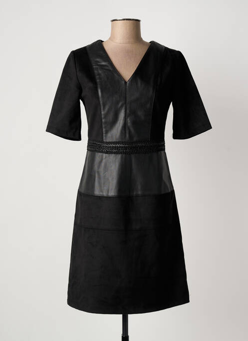 Robe courte fermeture zippée au dos manches courtes noir JULIE GUERLANDE femme