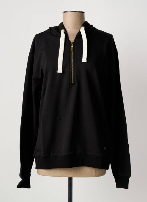 Sweat-shirt à capuche stretch manches longues noir LES TROPEZIENNES femme
