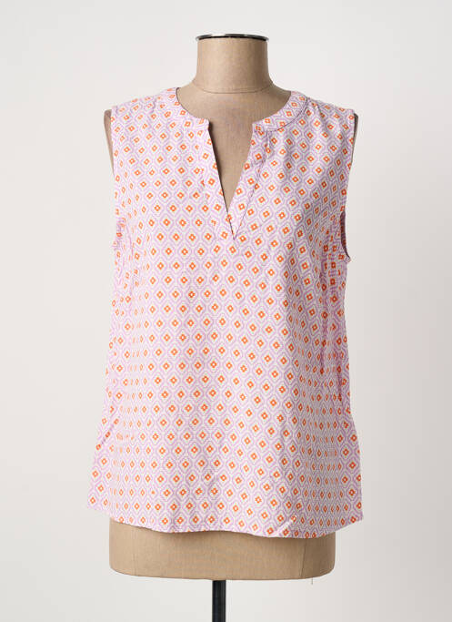 Blouse tissage popeline sans manche violet CREAM femme