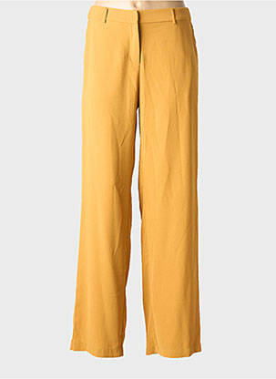 Pantalon droit fermeture zippée sous rabat avec crochet jaune CREAM femme