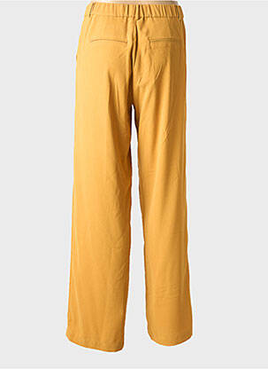 Pantalon droit fermeture zippée sous rabat avec crochet jaune CREAM femme