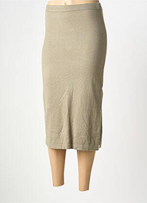 Jupe mi-longue taille élastique vert CREAM femme