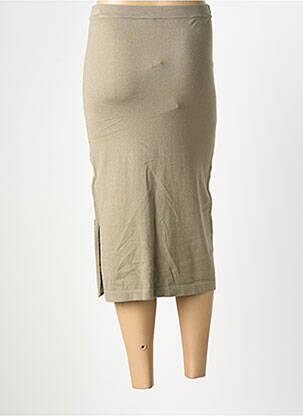 Jupe mi-longue taille élastique vert CREAM femme