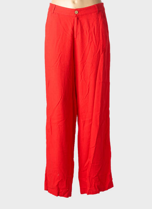 Pantalon droit fermeture zippée sous rabat boutonné rouge CREAM femme