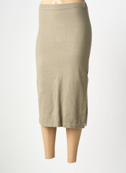 Jupe mi-longue taille élastique vert CREAM femme