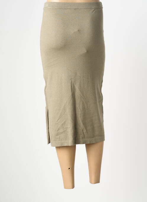 Jupe mi-longue taille élastique vert CREAM femme