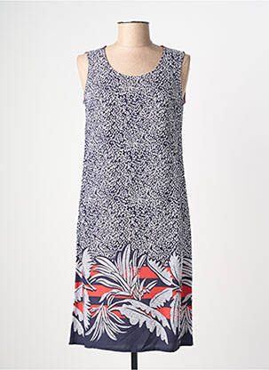 Robe mi-longue imprimé fantaisie sans manche bleu MASSANA femme