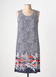 Robe mi-longue imprimé fantaisie sans manche bleu MASSANA femme
