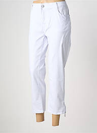 Pantalon 7/8 fermeture zippée sous rabat boutonné taille normale blanc KALISSON femme