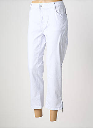 Pantalon 7/8 fermeture zippée sous rabat boutonné taille normale blanc KALISSON femme