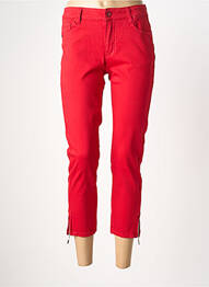 Pantalon 7/8 fermeture zippée sous rabat boutonné taille normale rouge KALISSON femme