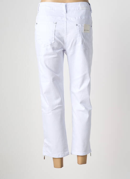 Pantalon 7/8 fermeture zippée sous rabat boutonné taille normale blanc KALISSON femme