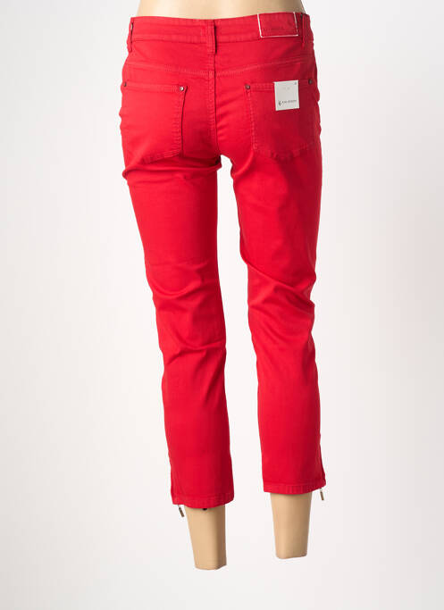 Pantalon 7/8 fermeture zippée sous rabat boutonné taille normale rouge KALISSON femme
