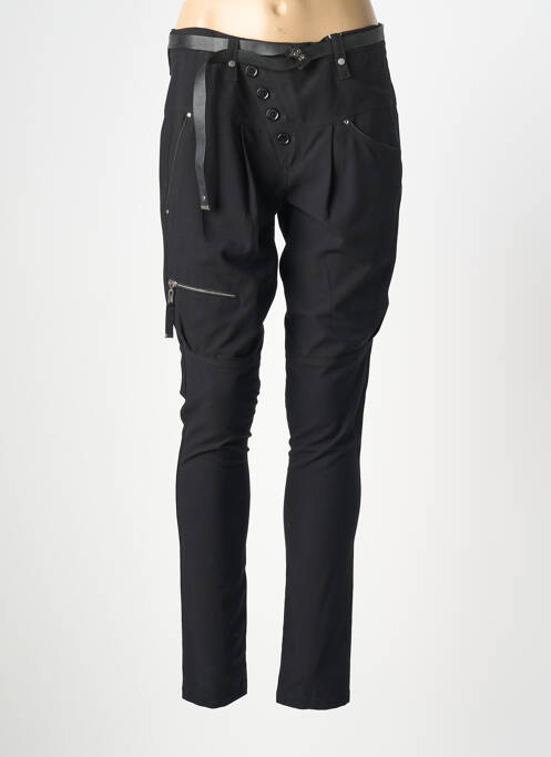 Pantalon slim tissage popeline taille normale noir HICH USE femme