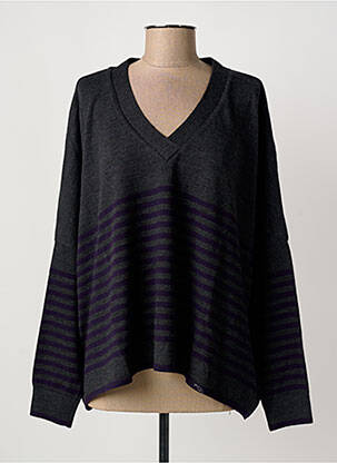 Pull col v manches longues gris HANA SAN femme