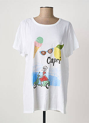 T-shirt sérigraphie floquée manches courtes blanc ALLUDE femme