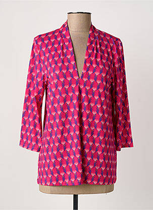 Blouse tissage popeline manches 3/4 rose JUSTMINE femme