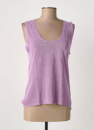 Pull coupe cintrée sans manche violet A.POIL femme
