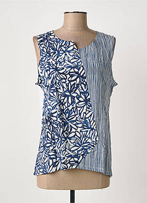 Top imprimé fantaisie sans manche bleu WHYCI MILANO femme