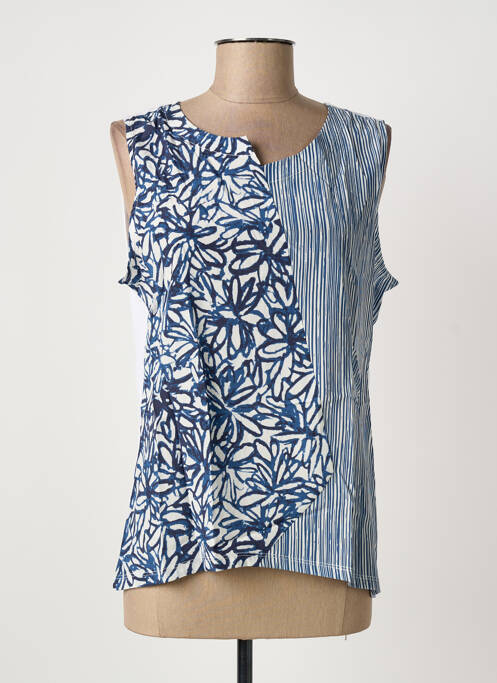 Top imprimé fantaisie sans manche bleu WHYCI MILANO femme