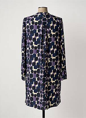 Robe mi-longue imprimé fantaisie manches longues violet ALESSIA  femme
