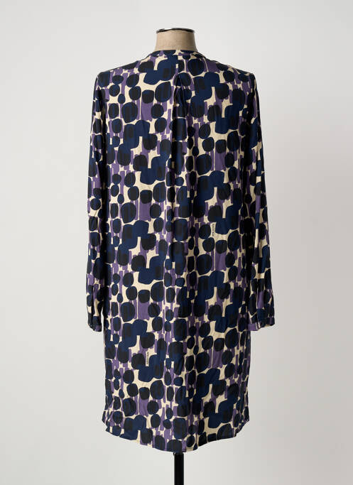 Robe mi-longue imprimé fantaisie manches longues violet ALESSIA  femme