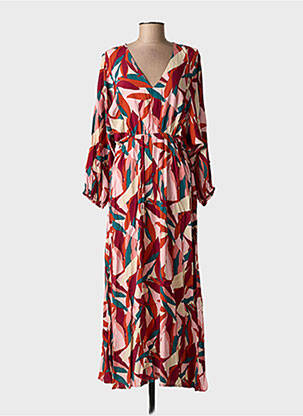 Robe longue manches longues manches longues rose GRACE & MILA femme