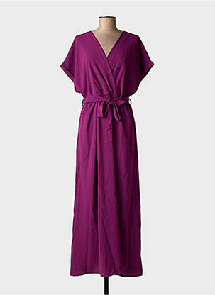 Robe longue manches courtes manches courtes violet GRACE & MILA femme