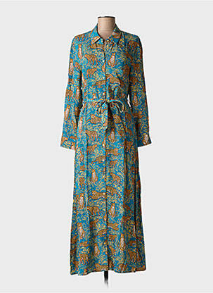Robe longue manches longues manches longues bleu GRACE & MILA femme