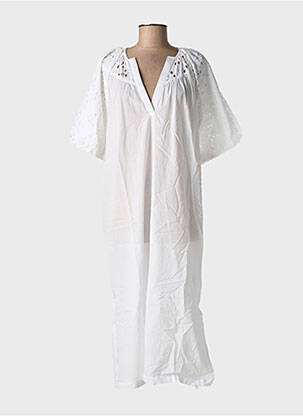 Robe mi-longue manches courtes manches courtes blanc FRANSA femme