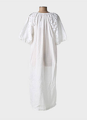 Robe mi-longue manches courtes manches courtes blanc FRANSA femme