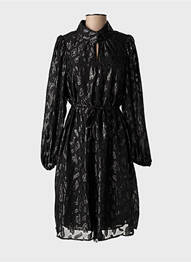 Robe mi-longue manches longues manches longues noir FRANSA femme