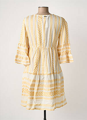 Robe mi-longue imprimé fantaisie manches longues jaune GOA GOA femme