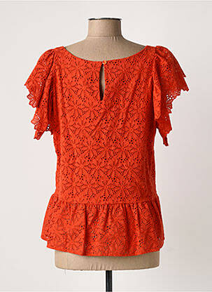 Top col carré manches courtes rouge YES.ZEE femme