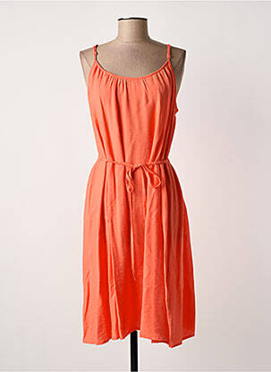 Robe mi-longue col rond fines bretelles orange FRANSA femme