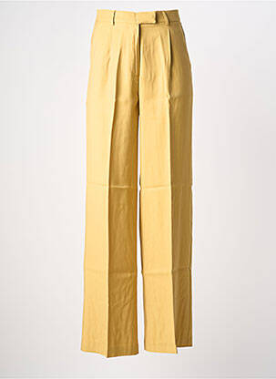 Pantalon large tissage popeline taille haute jaune GRACE & MILA femme