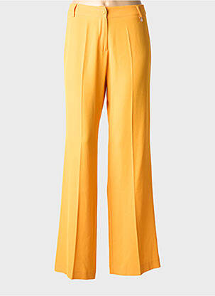 Pantalon droit tissage crêpe taille haute orange GOA GOA femme