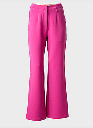 Pantalon droit taille à pinces taille haute rose GOA GOA femme