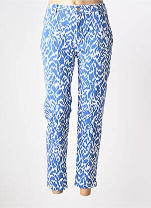 Pantalon chino fermeture zippée sous rabat boutonné taille normale bleu FRANSA femme