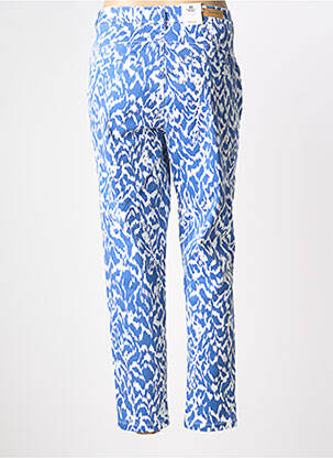 Pantalon chino fermeture zippée sous rabat boutonné taille normale bleu FRANSA femme