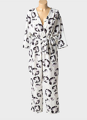 Combi-pantalon tissage crêpe manches 3/4 blanc YES.ZEE femme