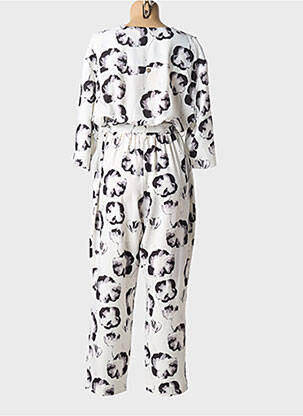 Combi-pantalon tissage crêpe manches 3/4 blanc YES.ZEE femme
