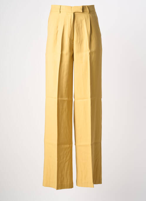 Pantalon large tissage popeline taille haute jaune GRACE & MILA femme